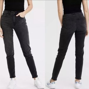 AEO Mom Jean Stretch Denim Washed Black Sz 2 AE